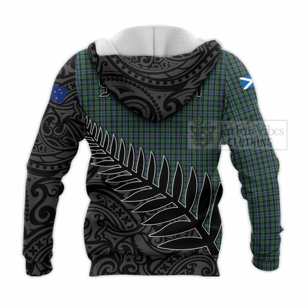 Tartan Vibes Clothing Arbuthnot Crest Tartan Knitted Hoodie with New Zealand Silver Fern Half Style