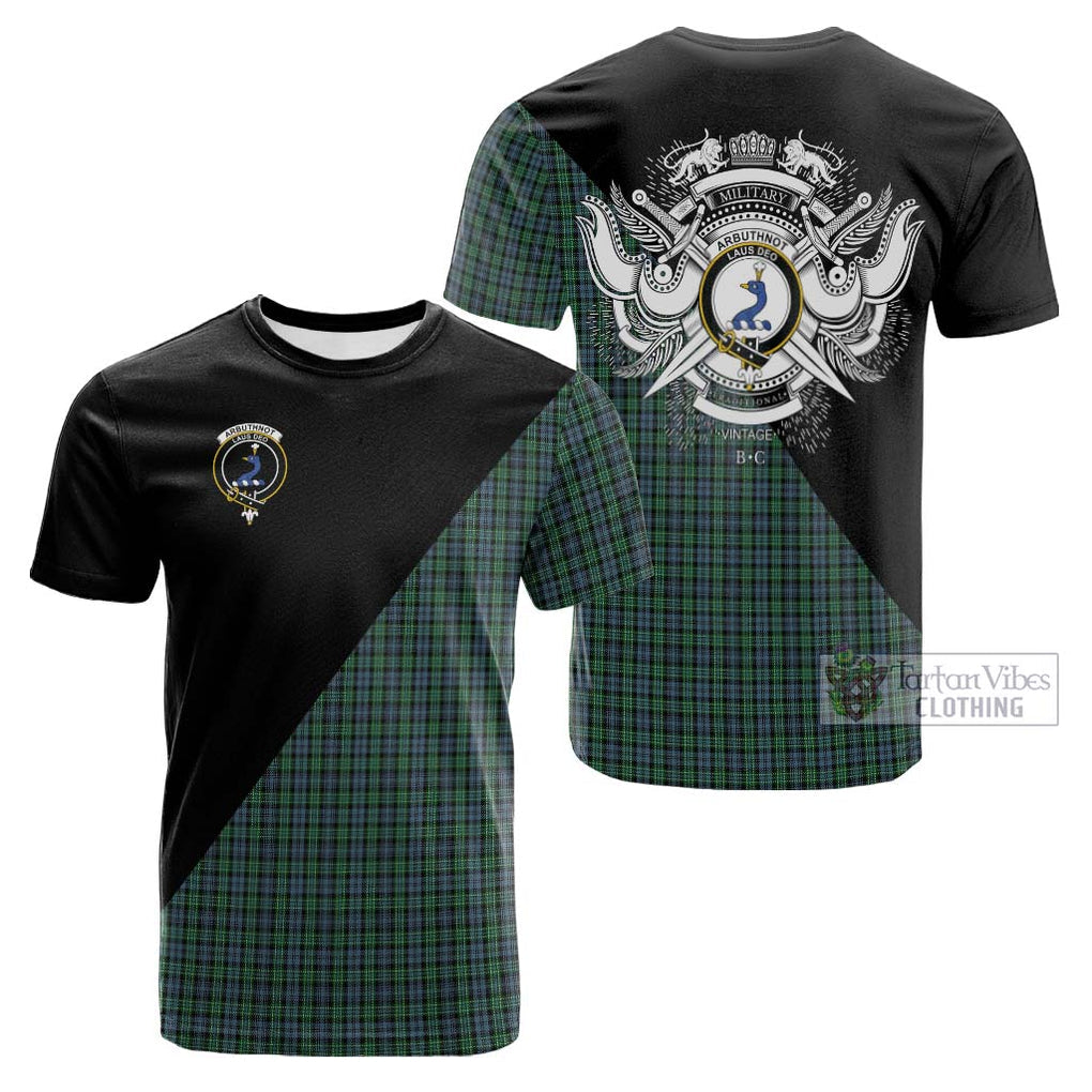 Tartan Vibes Clothing Arbuthnot Tartan Cotton T-shirt with Family Crest and Military Logo Style