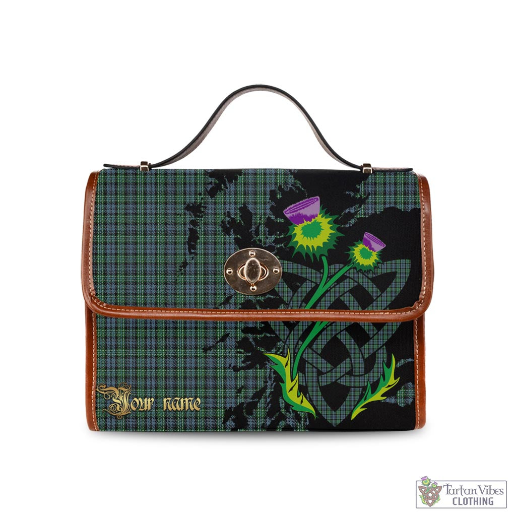 Tartan Vibes Clothing Arbuthnot Tartan Waterproof Canvas Bag with Scotland Map and Thistle Celtic Accents