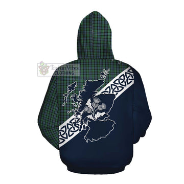 Tartan Vibes Clothing Arbuthnot Tartan Cotton Hoodie Featuring Thistle and Scotland Map