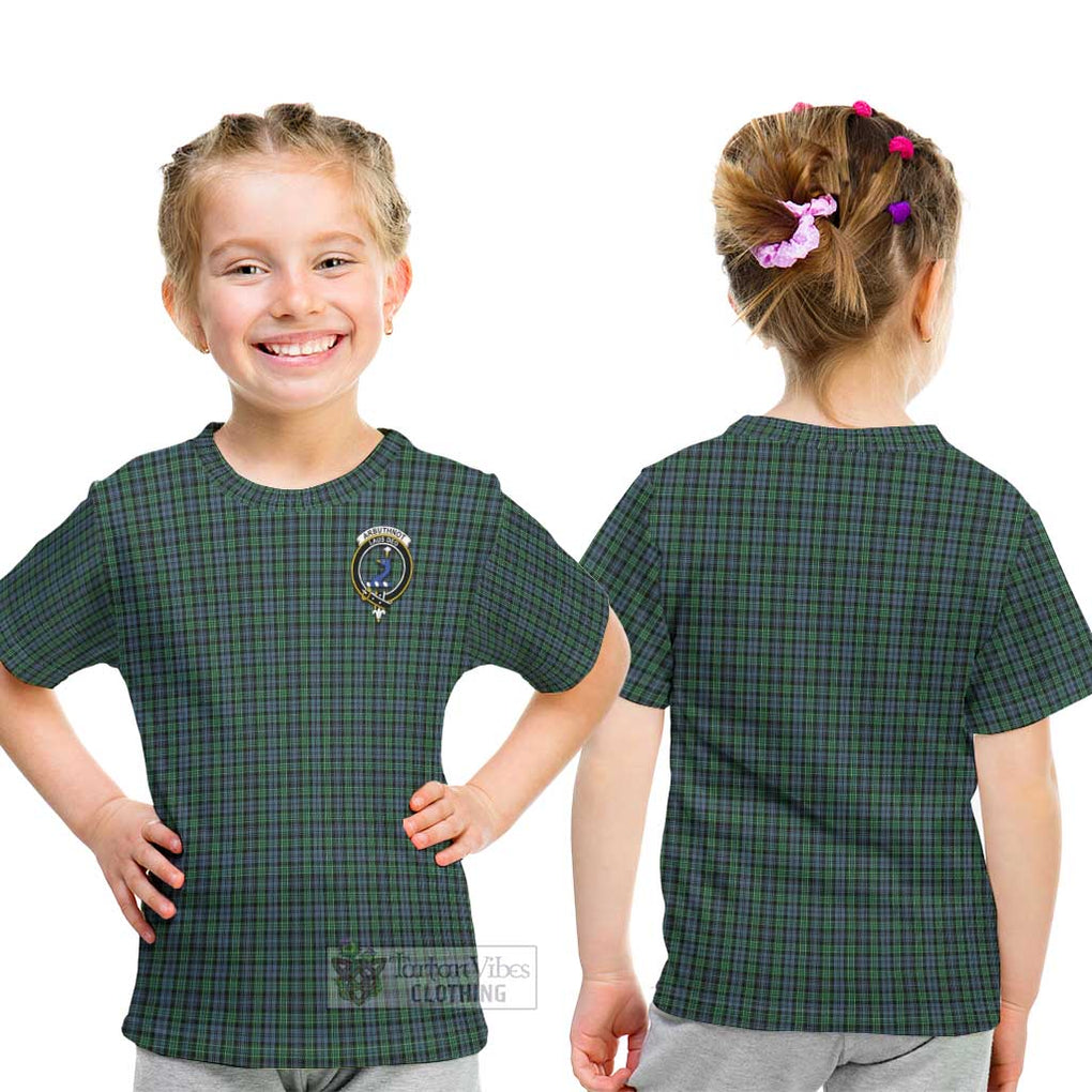 Arbuthnot Tartan Kid T-Shirt with Family Crest - Tartanvibesclothing Shop