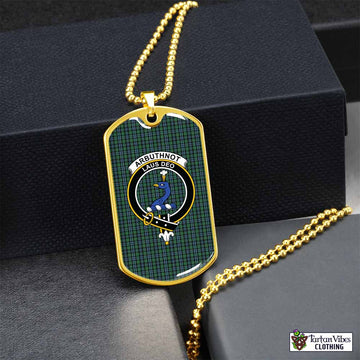 Tartan Vibes Clothing Arbuthnot Tartan Dog Tag Necklace with Family Crest