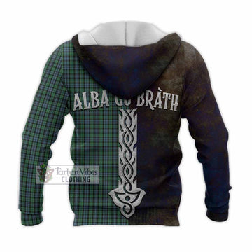 Tartan Vibes Clothing Arbuthnot Tartan Family Crest Knitted Hoodie Alba Gu Brath Be Brave Lion Ancient Style