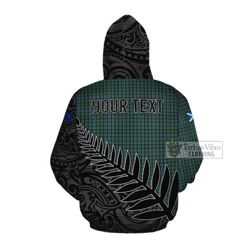 Tartan Vibes Clothing Arbuthnot Crest Tartan Cotton Hoodie with New Zealand Silver Fern Half Style