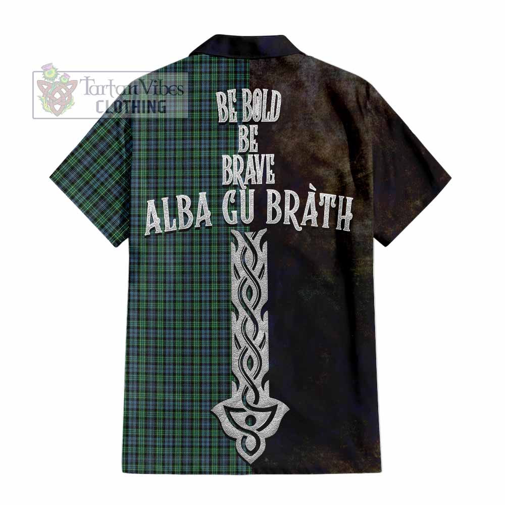 Tartan Vibes Clothing Arbuthnot Tartan Family Crest Short Sleeve Button Shirt Alba Gu Brath Be Brave Lion Ancient Style