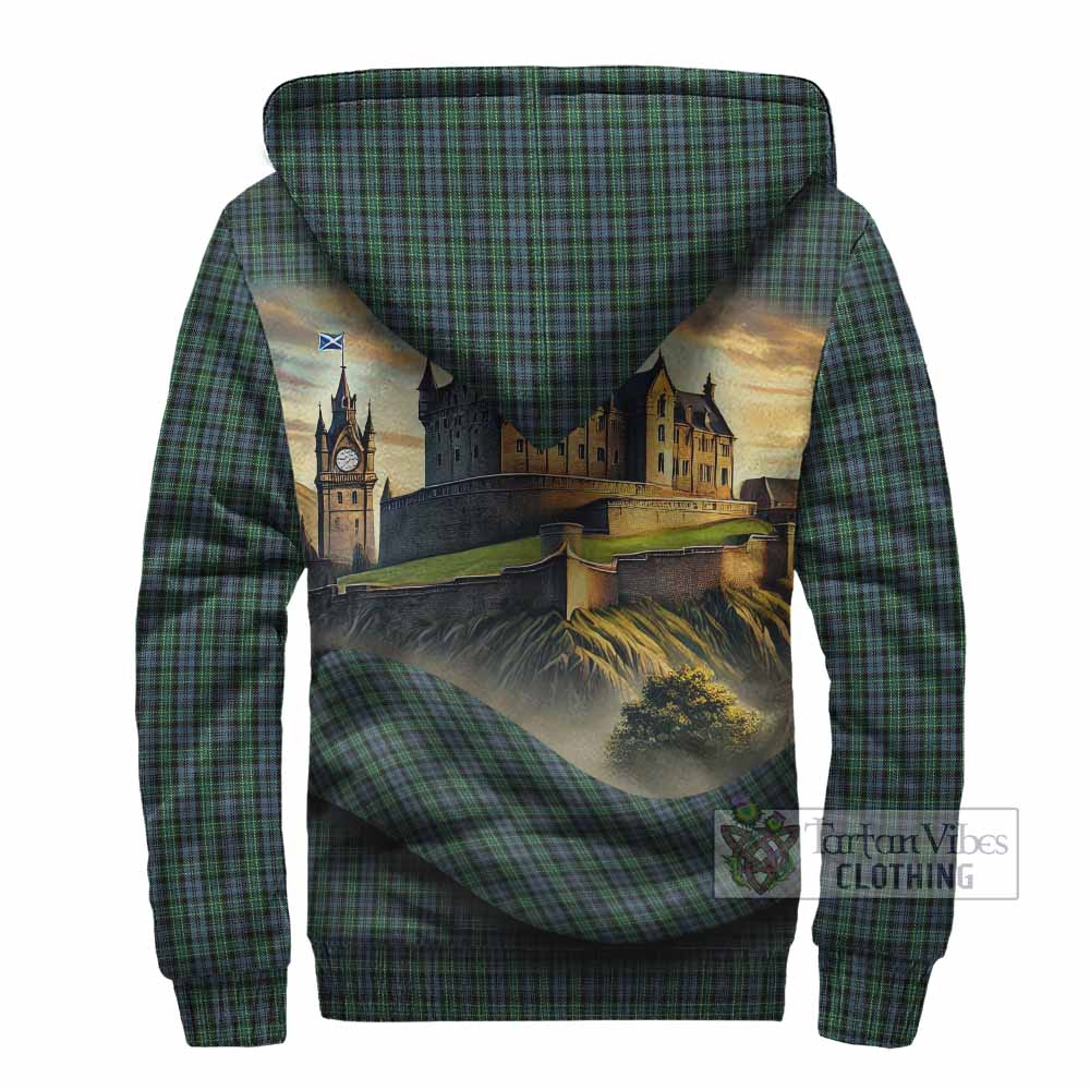 Tartan Vibes Clothing Arbuthnot Tartan Family Crest Sherpa Hoodie with Scottish Ancient Castle Style