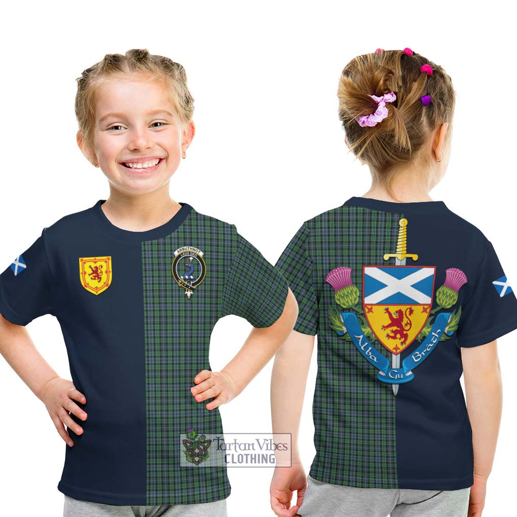 Tartan Vibes Clothing Arbuthnot Tartan Kid T-Shirt with Scottish Lion Royal Arm Half Style