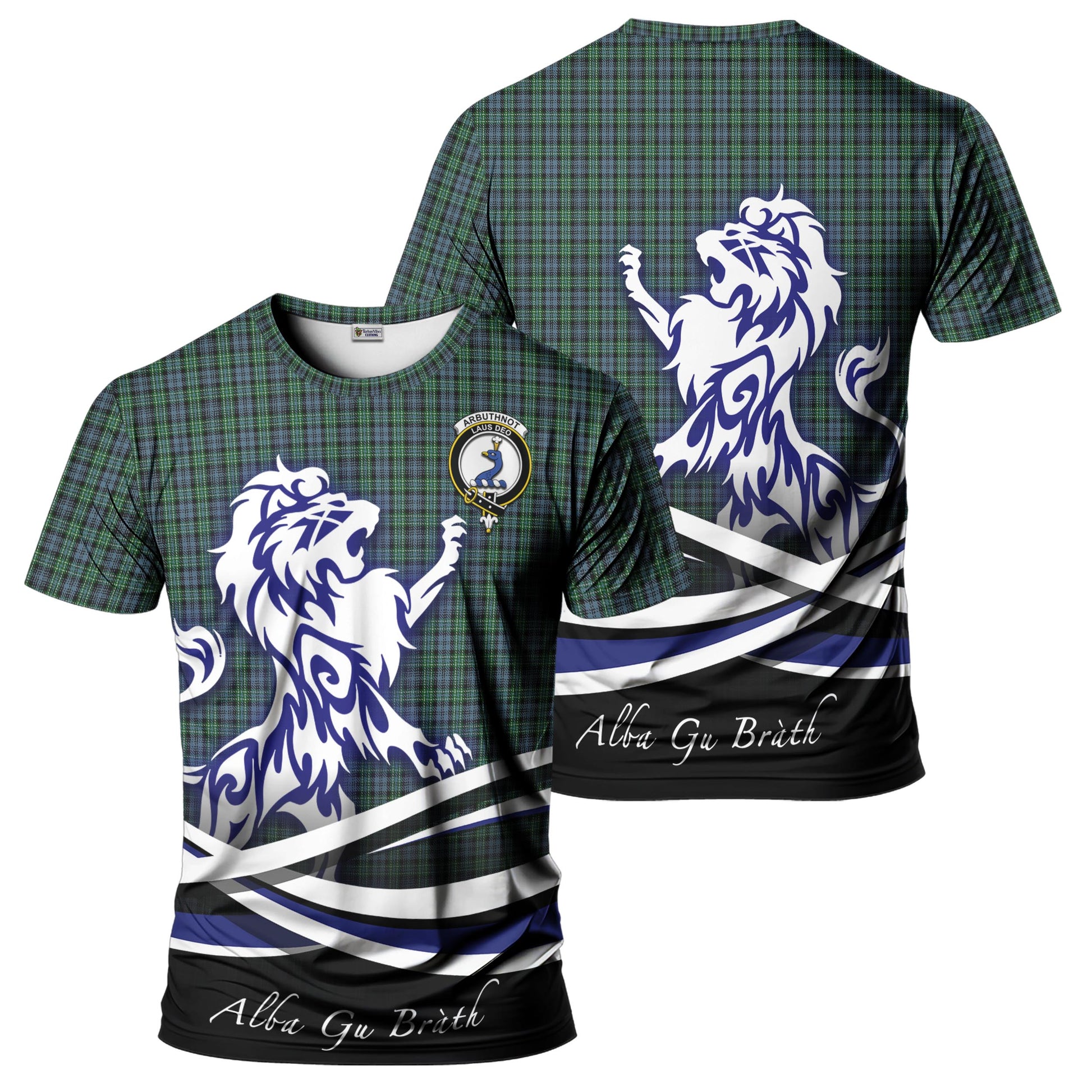 Arbuthnot Tartan T-Shirt with Alba Gu Brath Regal Lion Emblem - Tartan Vibes Clothing