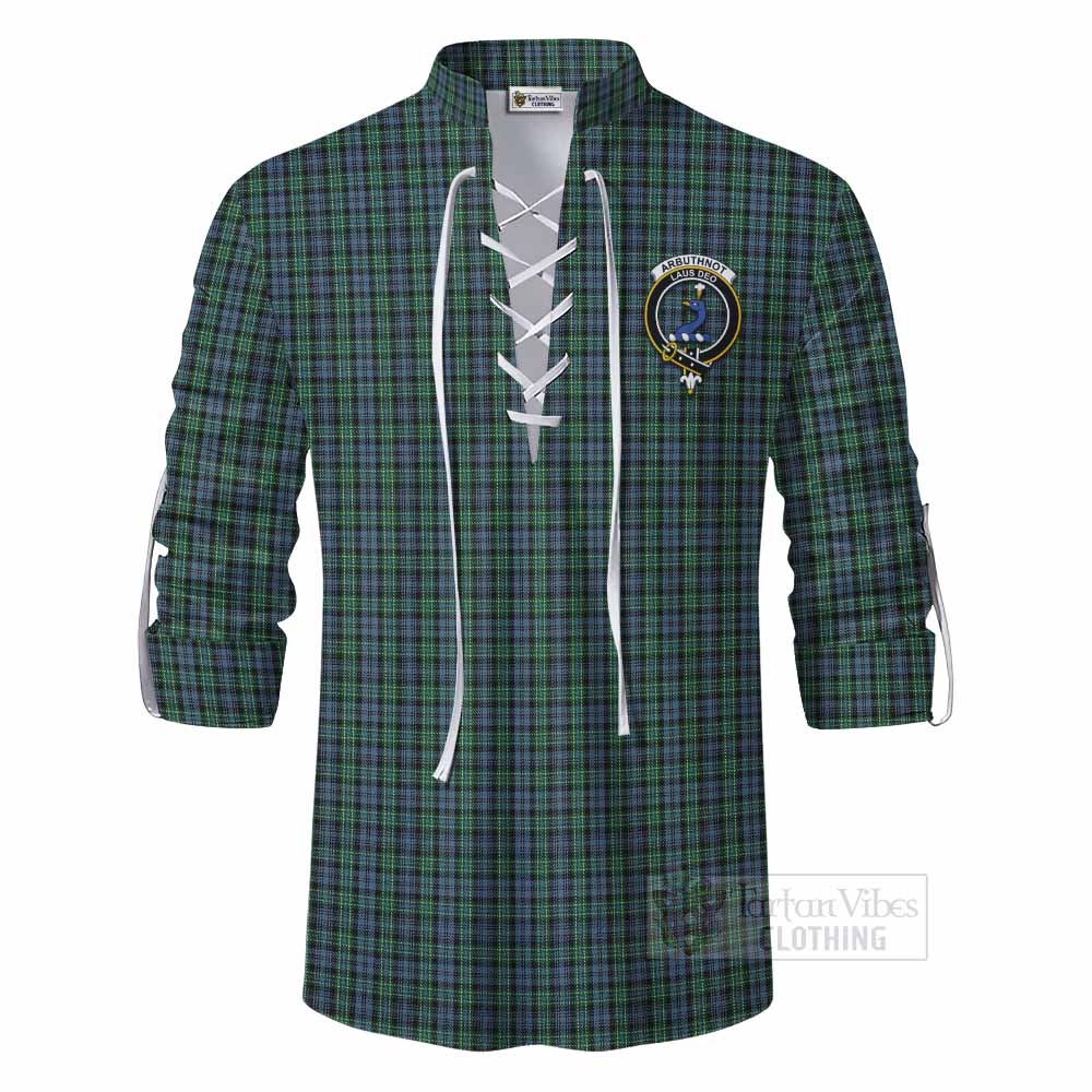Tartan Vibes Clothing Arbuthnot Tartan Ghillie Kilt Shirt with Family Crest DNA In Me Style