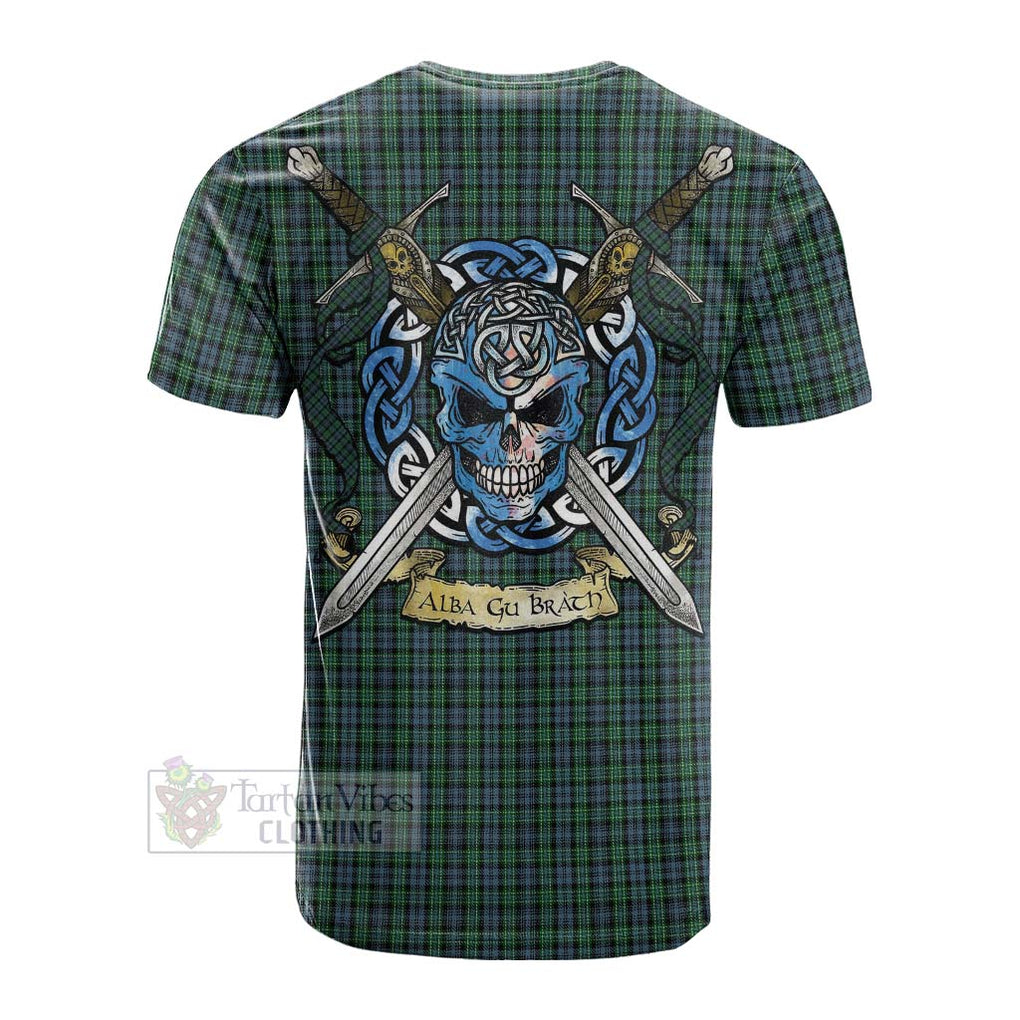 Tartan Vibes Clothing Arbuthnot Tartan Cotton T-shirt with Family Crest Celtic Skull Style