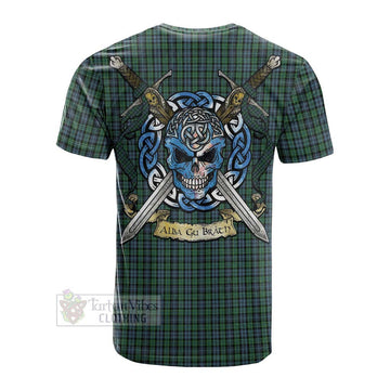 Tartan Vibes Clothing Arbuthnot Tartan Cotton T-shirt with Family Crest Celtic Skull Style