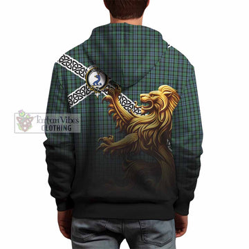 Tartan Vibes Clothing Arbuthnot Crest Tartan Hoodie with Golden Lion Emblem Celtic Style