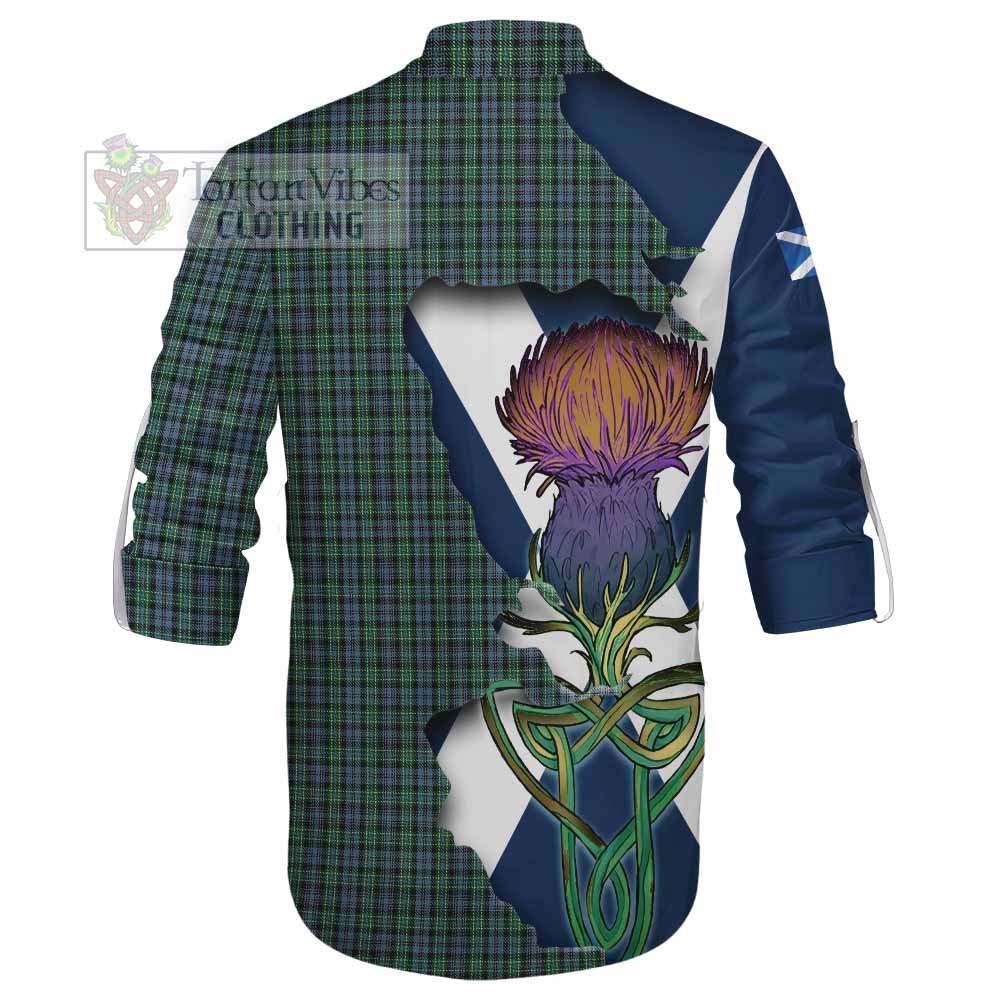 Tartan Vibes Clothing Arbuthnot Tartan Family Crest Ghillie Kilt Shirt Scottish Thistle Celtic Inspired
