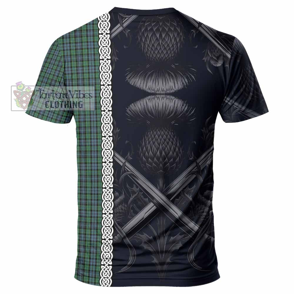 Tartan Vibes Clothing Arbuthnot Tartan T-Shirt with Family Crest Cross Sword Thistle Celtic Vibes