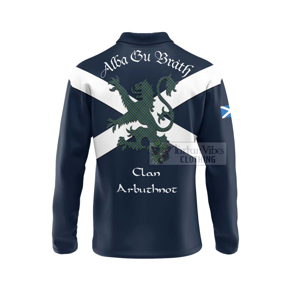 Tartan Vibes Clothing Arbuthnot Tartan Lion Rampant Long Sleeve Polo Shirt – Proudly Display Your Heritage with Alba Gu Brath and Clan Name