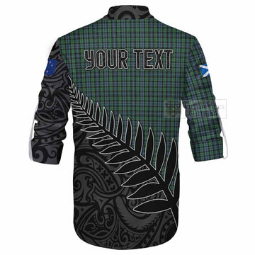 Tartan Vibes Clothing Arbuthnot Crest Tartan Ghillie Kilt Shirt with New Zealand Silver Fern Half Style