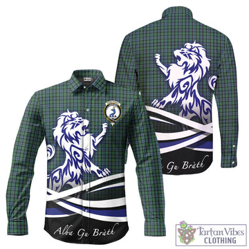 Arbuthnot Tartan Long Sleeve Button Up Shirt with Alba Gu Brath Regal Lion Emblem
