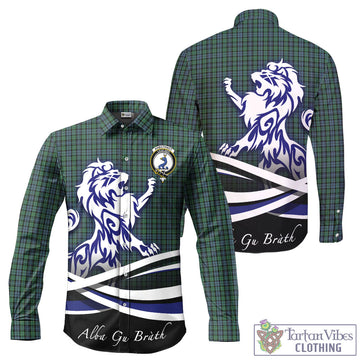 Arbuthnot Tartan Long Sleeve Button Up Shirt with Alba Gu Brath Regal Lion Emblem - Tartan Vibes Clothing