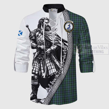 Tartan Vibes Clothing Arbuthnot Tartan Clan Crest Ghillie Kilt Shirt with Highlander Warrior Celtic Style