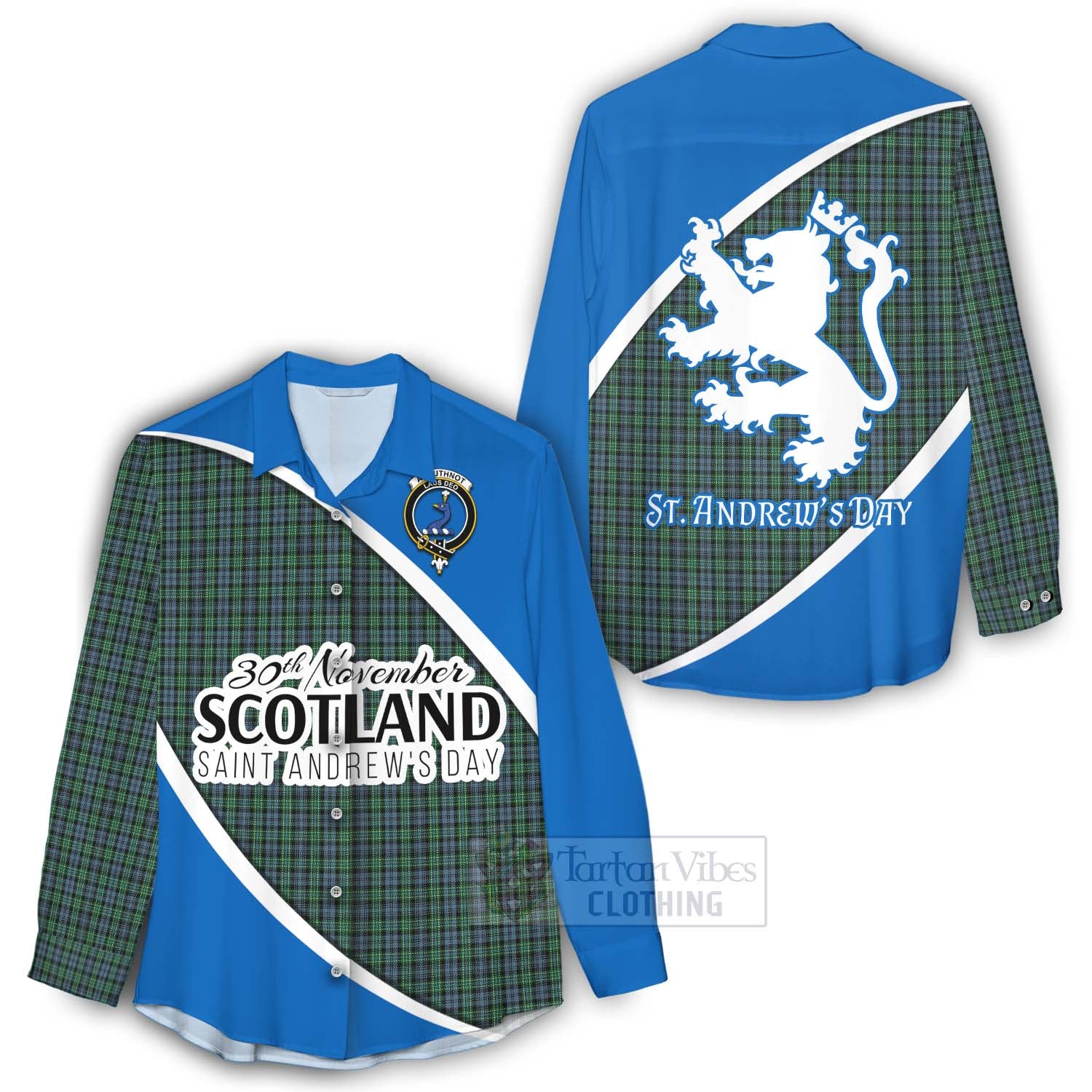 Tartan Vibes Clothing Arbuthnot Family Crest Tartan Women's Casual Shirt Celebrate Saint Andrew's Day in Style