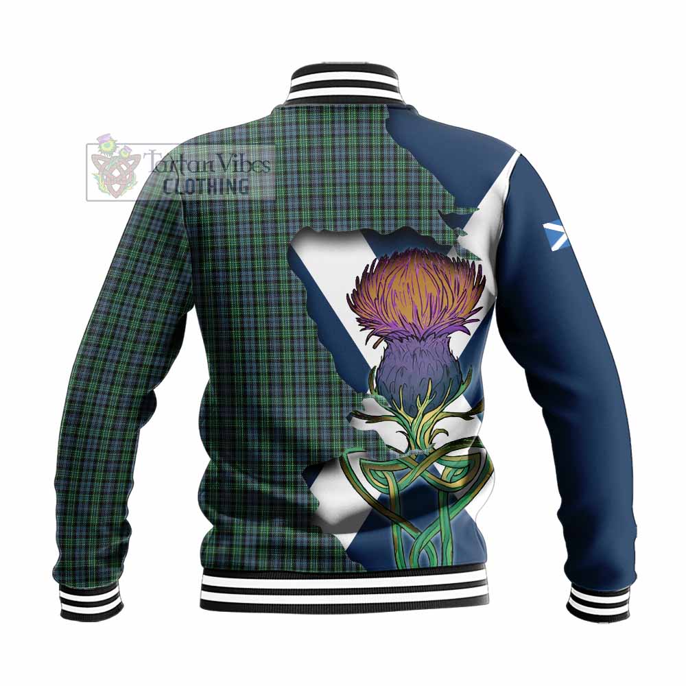 Tartan Vibes Clothing Arbuthnot Tartan Family Crest Baseball Jacket Scottish Thistle Celtic Inspired