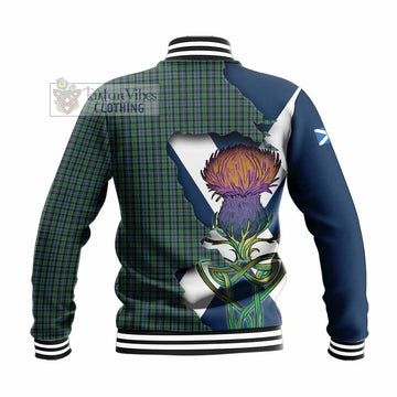 Tartan Vibes Clothing Arbuthnot Tartan Family Crest Baseball Jacket Scottish Thistle Celtic Inspired