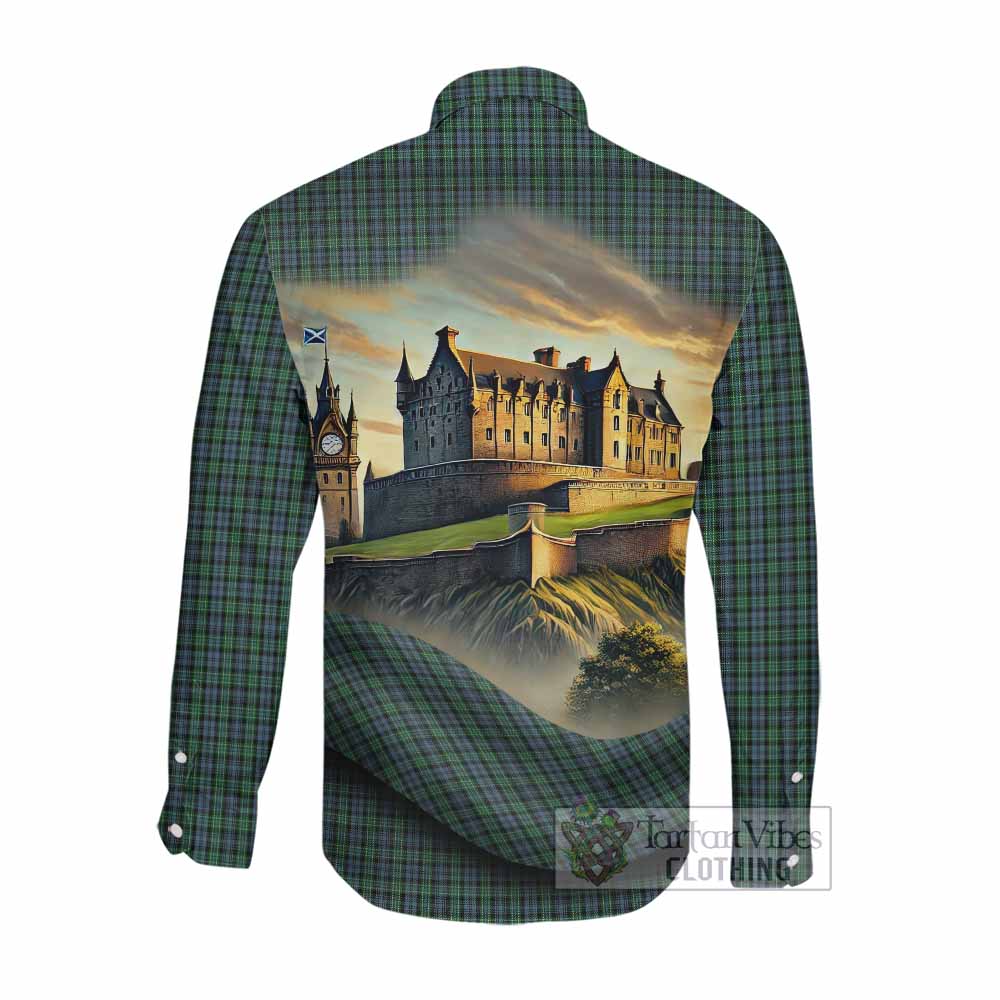 Tartan Vibes Clothing Arbuthnot Tartan Family Crest Long Sleeve Button Shirt with Scottish Ancient Castle Style