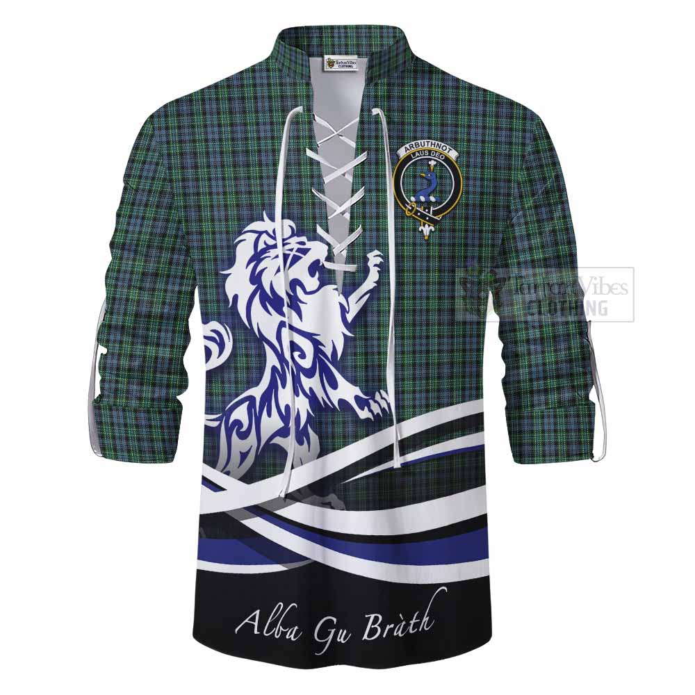 Tartan Vibes Clothing Arbuthnot Tartan Ghillie Kilt Shirt with Alba Gu Brath Regal Lion Emblem