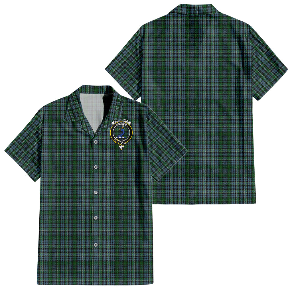Arbuthnot Tartan Short Sleeve Button Down Shirt with Family Crest - Tartanvibesclothing