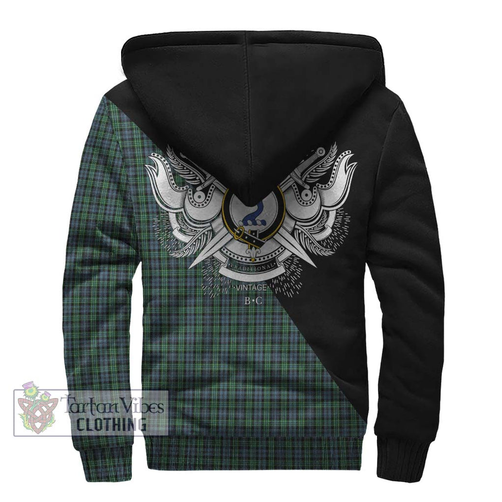 Arbuthnot Tartan Sherpa Hoodie with Family Crest and Military Logo Style - Tartanvibesclothing Shop