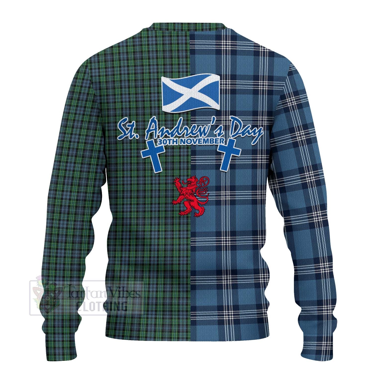 Tartan Vibes Clothing Arbuthnot Tartan Knitted Sweater Happy St. Andrew's Day Half Tartan Style