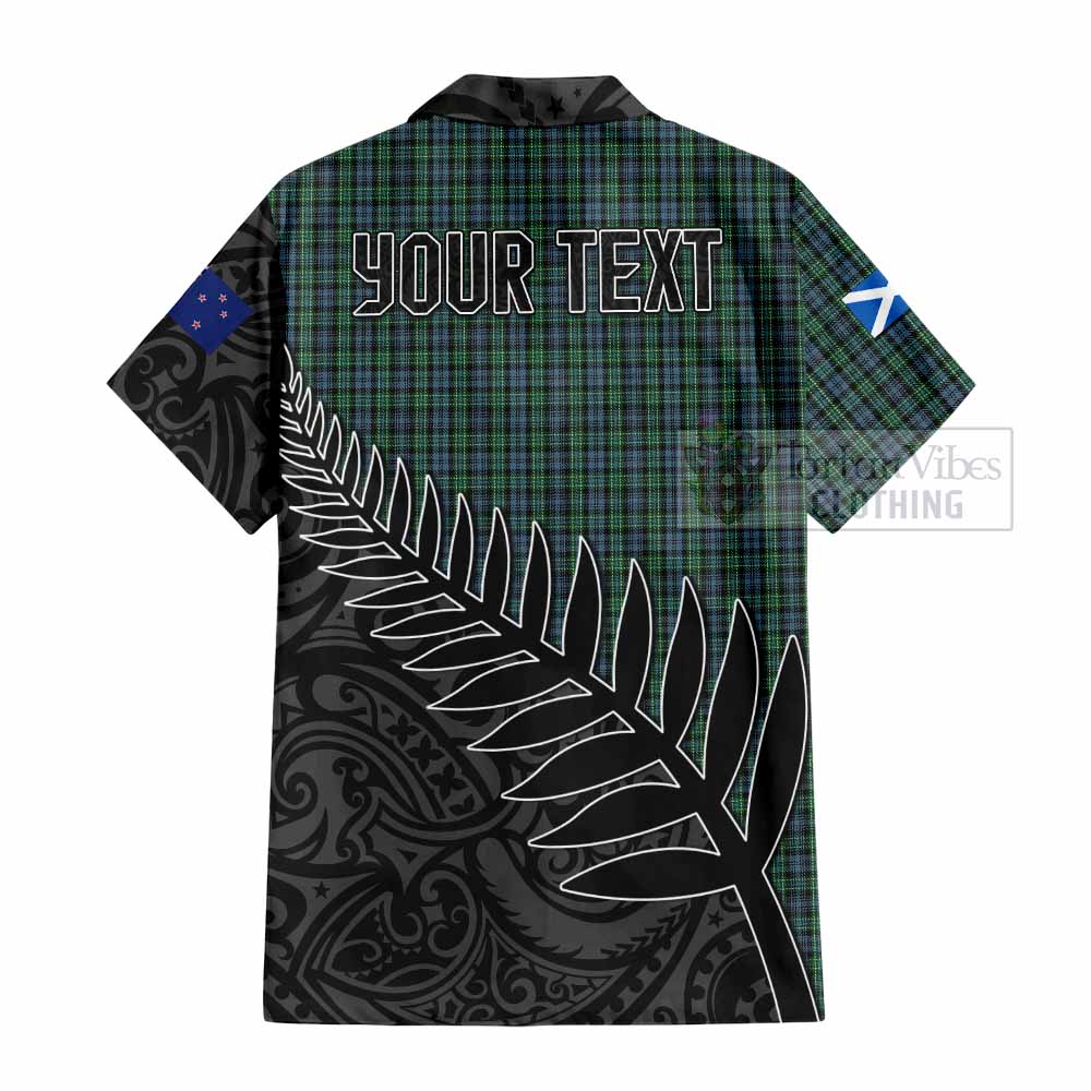 Tartan Vibes Clothing Arbuthnot Crest Tartan Short Sleeve Button Shirt with New Zealand Silver Fern Half Style