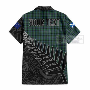 Tartan Vibes Clothing Arbuthnot Crest Tartan Short Sleeve Button Shirt with New Zealand Silver Fern Half Style