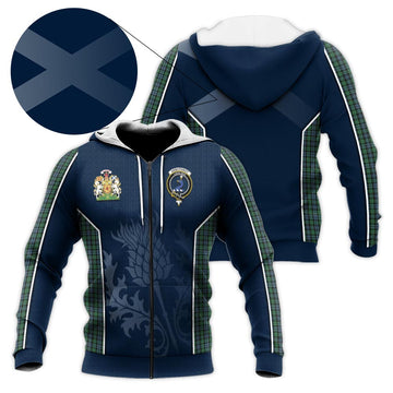 Arbuthnot Tartan Knitted Hoodie with Family Crest and Scottish Thistle Vibes Sport Style - Tartan Vibes Clothing