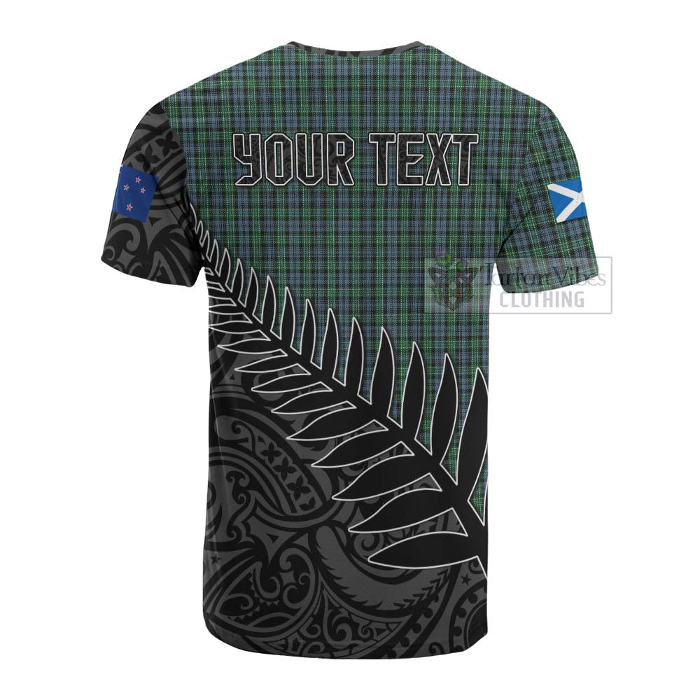 Tartan Vibes Clothing Arbuthnot Crest Tartan Cotton T-shirt with New Zealand Silver Fern Half Style