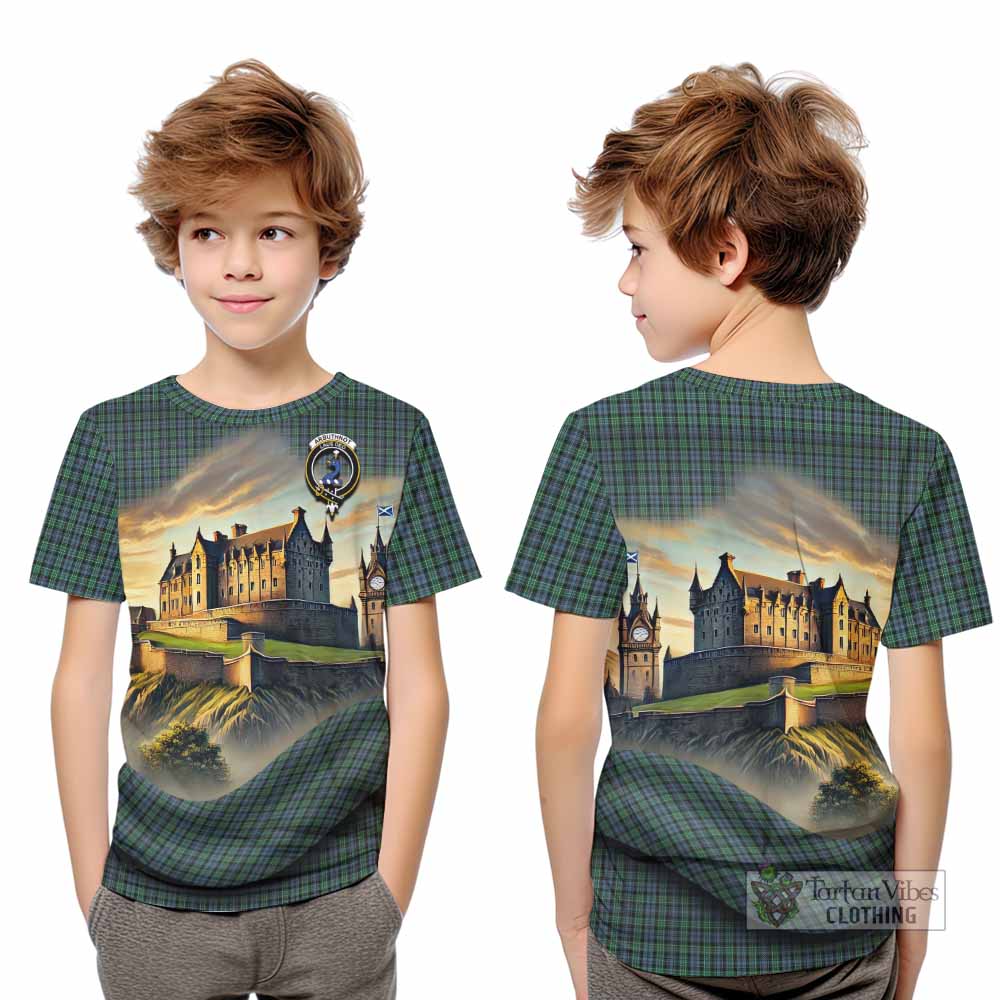 Tartan Vibes Clothing Arbuthnot Tartan Family Crest Kid T-Shirt with Scottish Ancient Castle Style