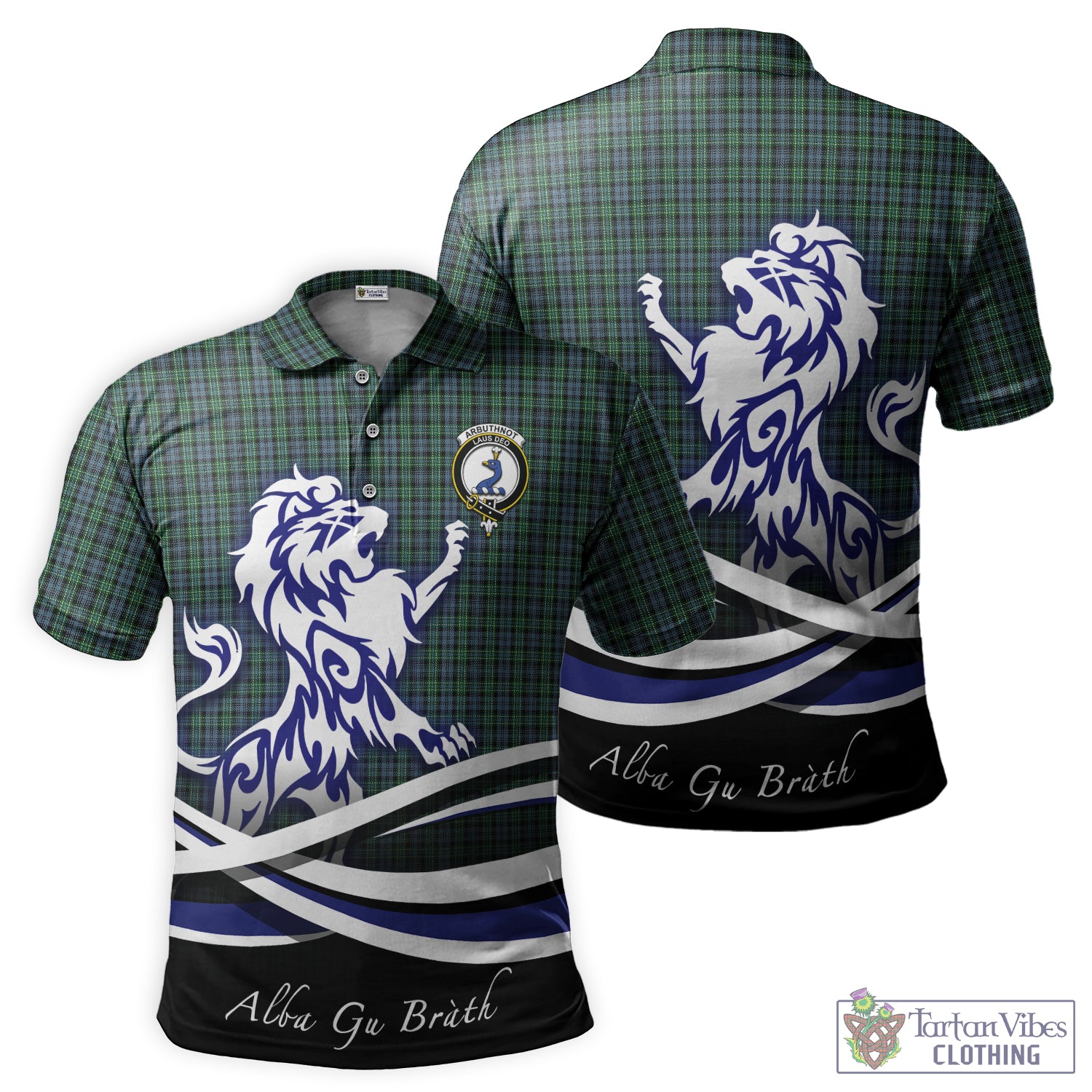 Arbuthnot Tartan Polo Shirt with Alba Gu Brath Regal Lion Emblem - Tartan Vibes Clothing