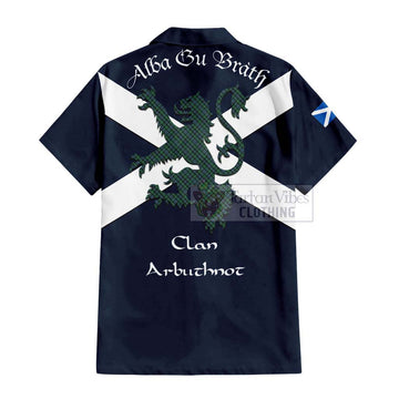 Tartan Vibes Clothing Arbuthnot Tartan Lion Rampant Short Sleeve Button Shirt – Proudly Display Your Heritage with Alba Gu Brath and Clan Name
