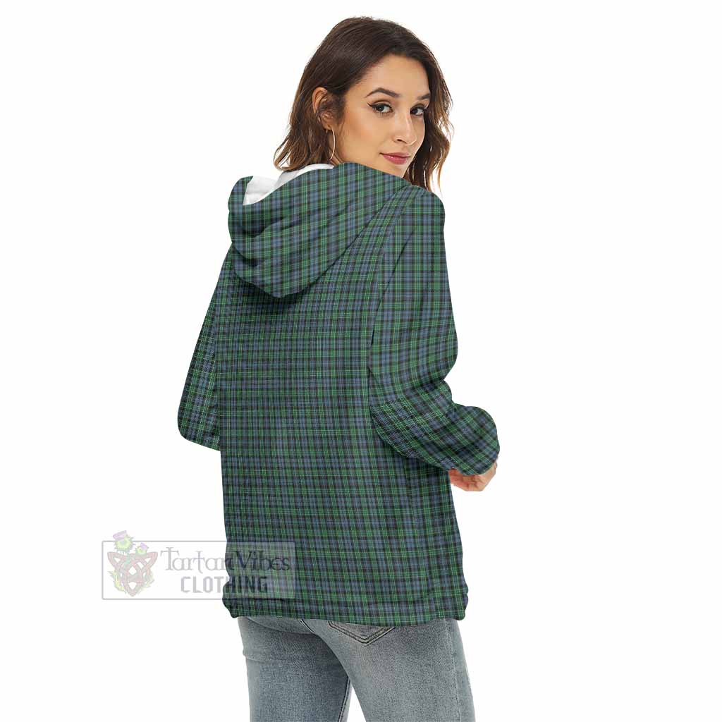 Tartan Vibes Clothing Arbuthnot Tartan Crest Women's Borg  Half Zip Fleece Hoodie