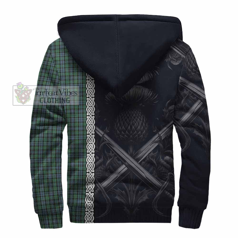 Tartan Vibes Clothing Arbuthnot Tartan Sherpa Hoodie with Family Crest Cross Sword Thistle Celtic Vibes