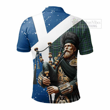 Arbuthnot Tartan Polo Shirt with Family Crest Scottish Bagpiper Vibes