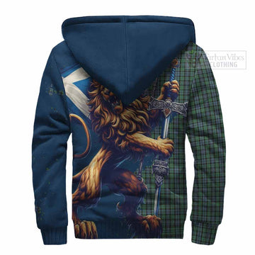Tartan Vibes Clothing Arbuthnot Tartan Family Crest Sherpa Hoodie with Scottish Majestic Lion