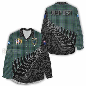 Tartan Vibes Clothing Arbuthnot Crest Tartan Women's Casual Shirt with New Zealand Silver Fern Half Style