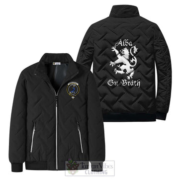 Arbuthnot Family Crest Padded Cotton Jacket Lion Rampant Alba Gu Brath Style Black Unisex - 2D-tartanvibesclothing