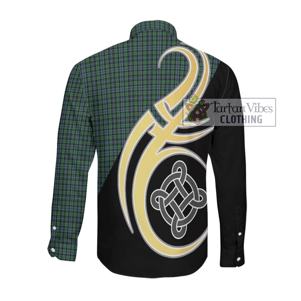 Arbuthnot Tartan Long Sleeve Button Shirt with Family Crest and Celtic Symbol Style Men's Shirt - Tartan Vibes Clothing