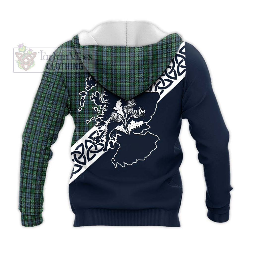 Tartan Vibes Clothing Arbuthnot Tartan Knitted Hoodie Featuring Thistle and Scotland Map