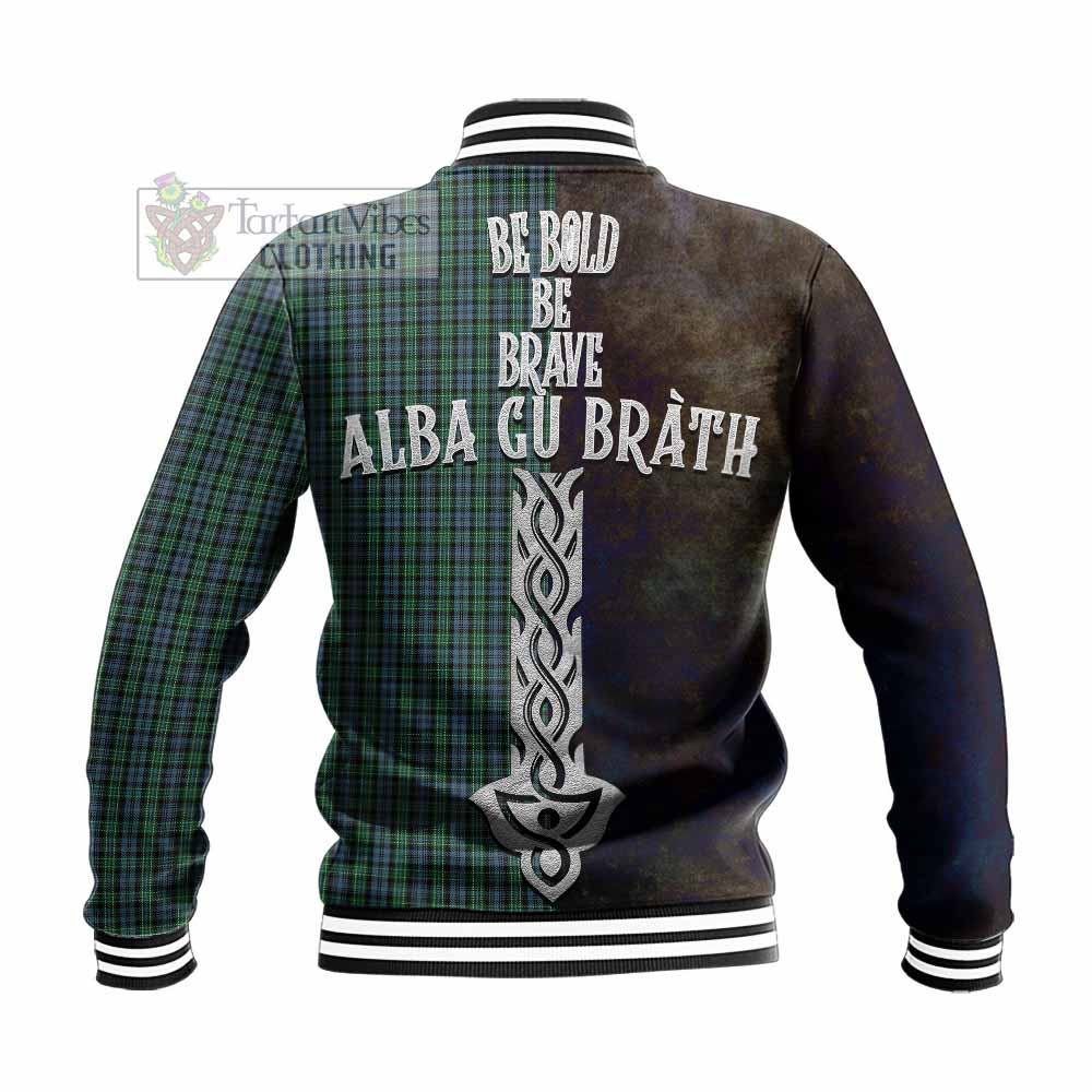 Tartan Vibes Clothing Arbuthnot Tartan Family Crest Baseball Jacket Alba Gu Brath Be Brave Lion Ancient Style