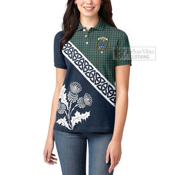 Tartan Vibes Clothing Arbuthnot Tartan Women's Polo Shirt Featuring Thistle and Scotland Map