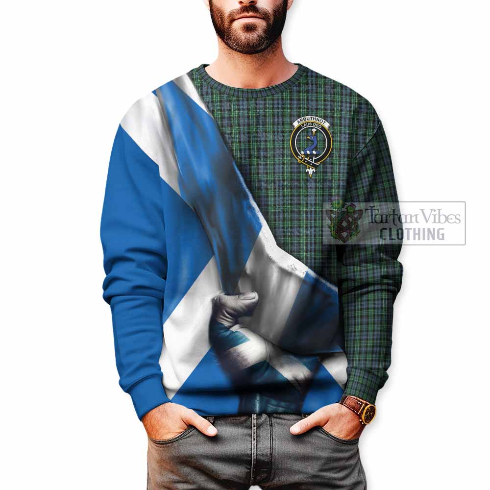 Tartan Vibes Clothing Arbuthnot Tartan Sweatshirt with Family Crest Scotland Patriotic Style