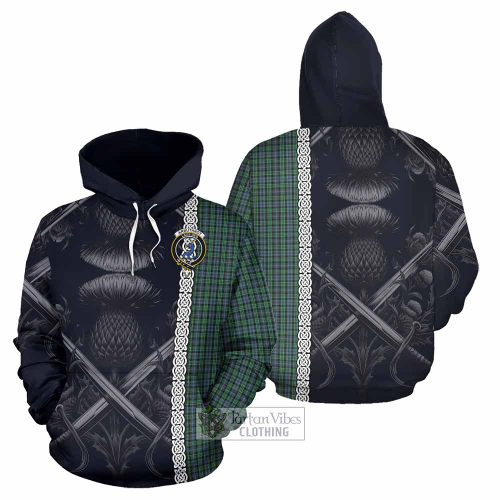 Tartan Vibes Clothing Arbuthnot Tartan Hoodie with Family Crest Cross Sword Thistle Celtic Vibes